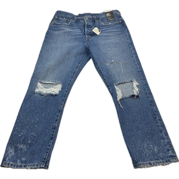 Levi's Premium 501 Original Cropped Women's Sz 31x26 Button Fly Distressed Jeans - Picture 3 of 16